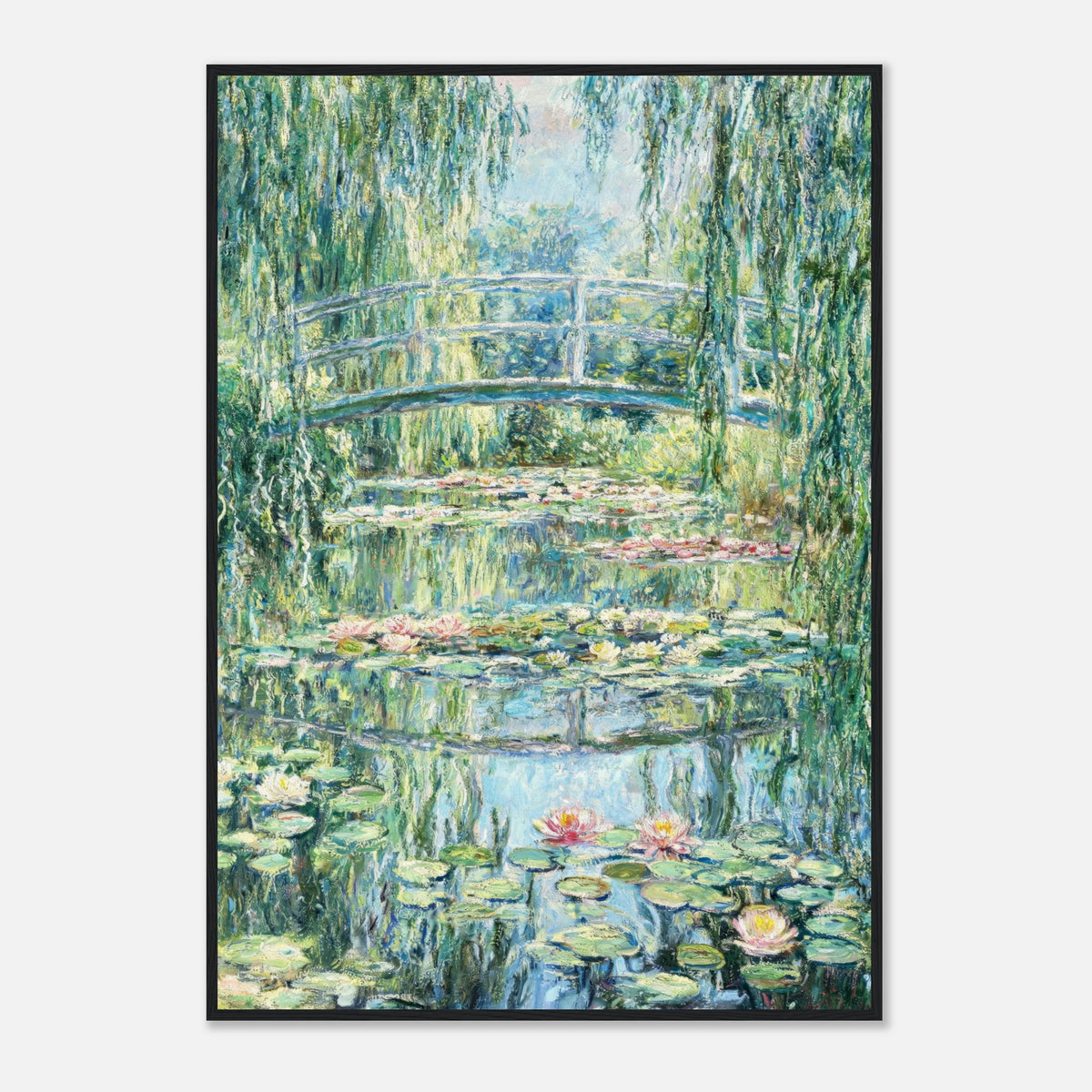 Weeping Willow & Japanese Bridge Water Lilies Impressionist Art Print