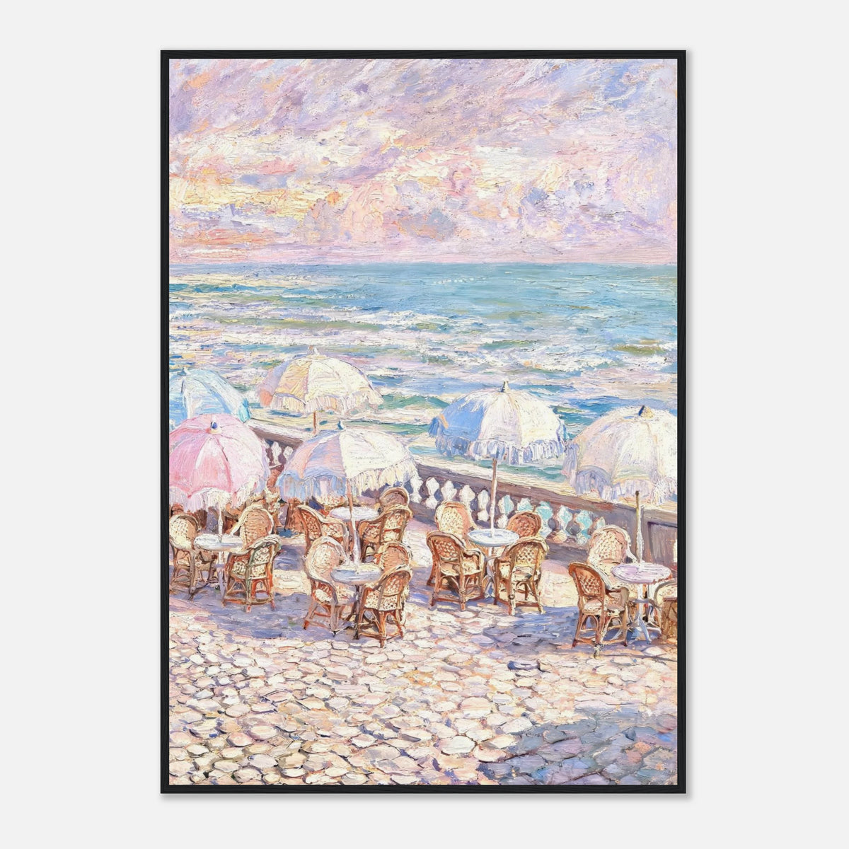 Pastel Seaside Cafe Impressionist Art Print
