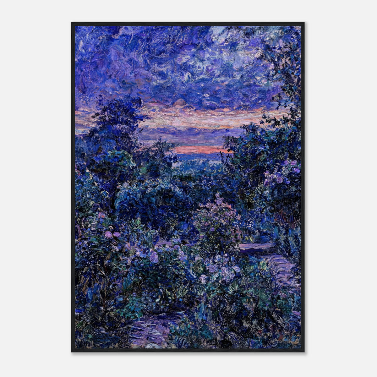 Twilight Garden & Blue Dusk Impressionist Art Print