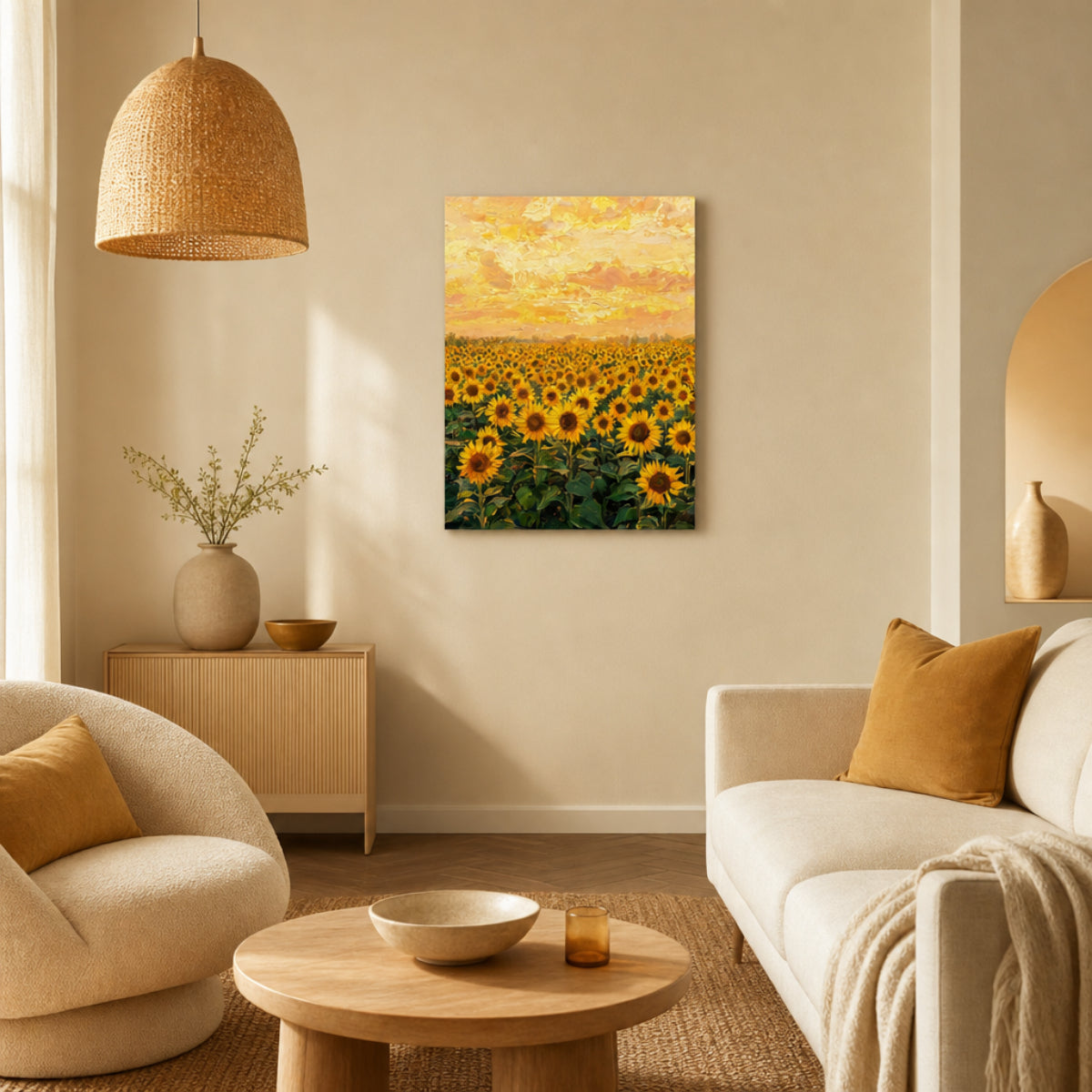 Glowing Sunflower Meadow Canvas Wall Art