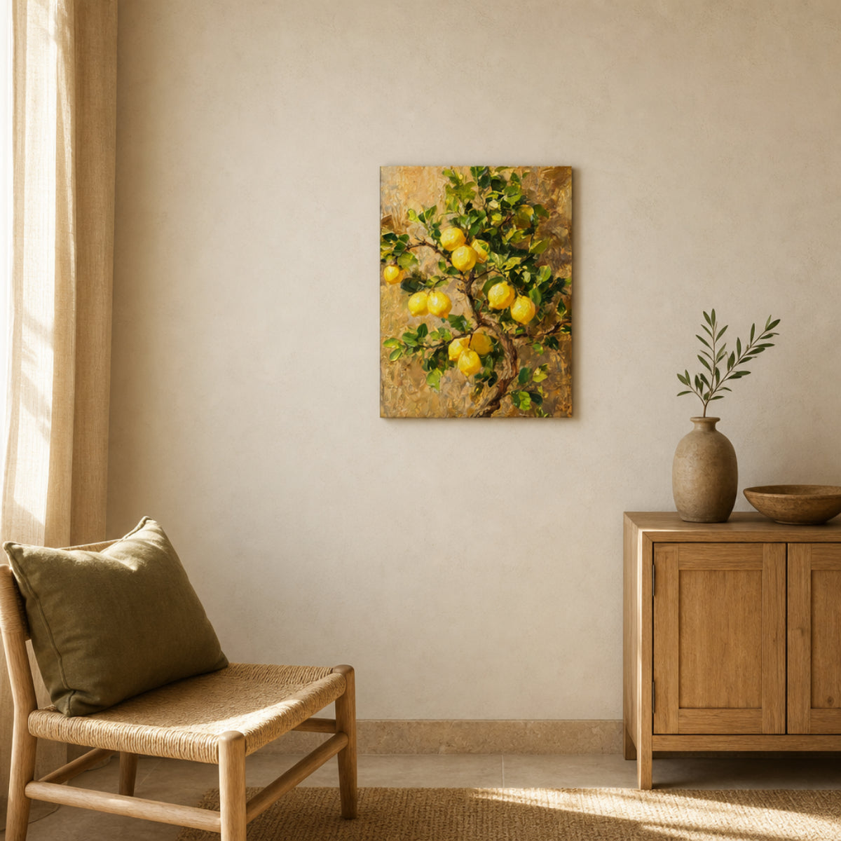 Impressionist Lemon Tree Branch Canvas Wall Art