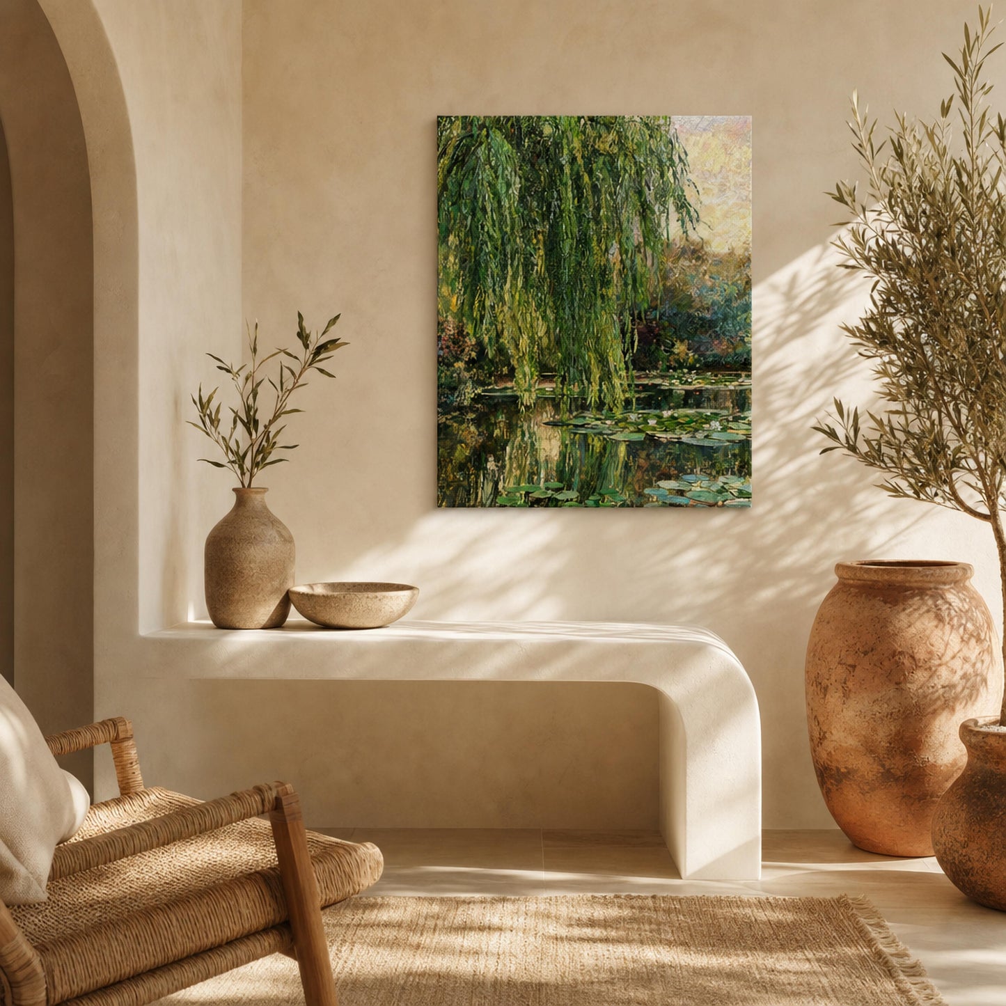Weeping Willow and Water Lilies Canvas Print | Vintstep