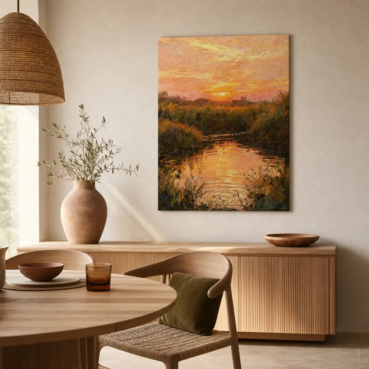 Sunset River Reflections Canvas Wall Art