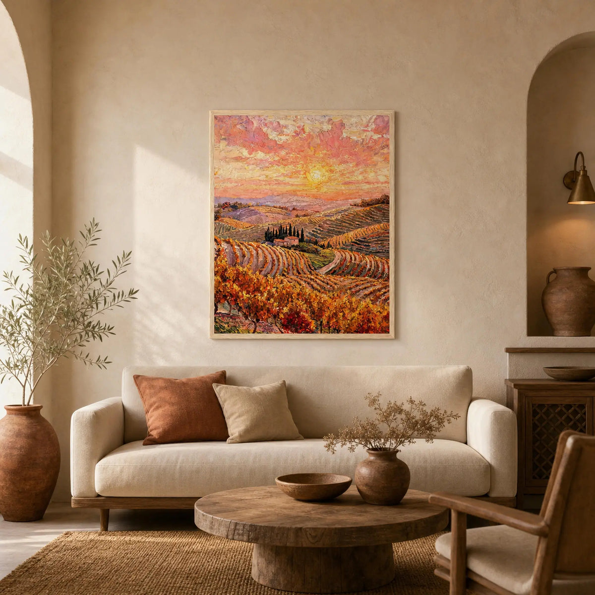 Vineyard Sunset Framed Art Print | Ready to Hang Wall Decor