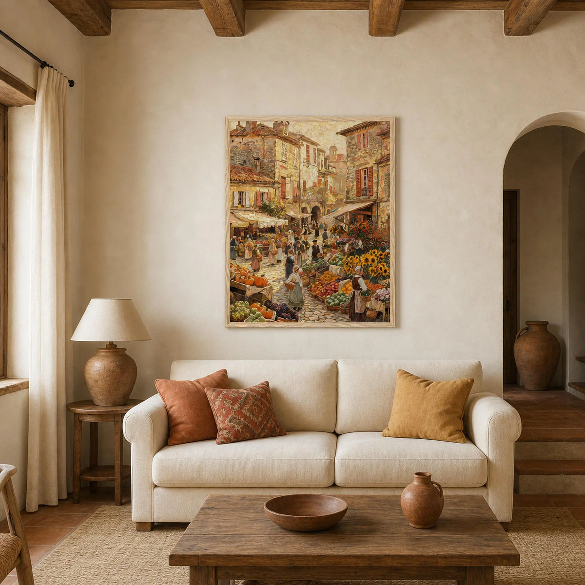 European Village Market Framed Art Print | Ready to Hang Wall Decor