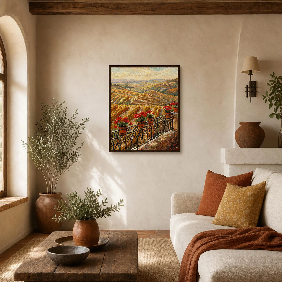 Vineyard Balcony Framed Art Print | Ready to Hang Wall Decor
