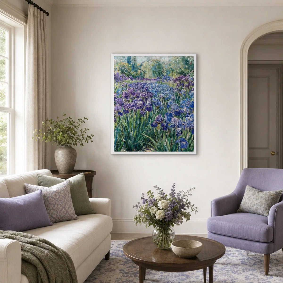 Vibrant Iris Garden Wooden Framed Poster | Vintstep