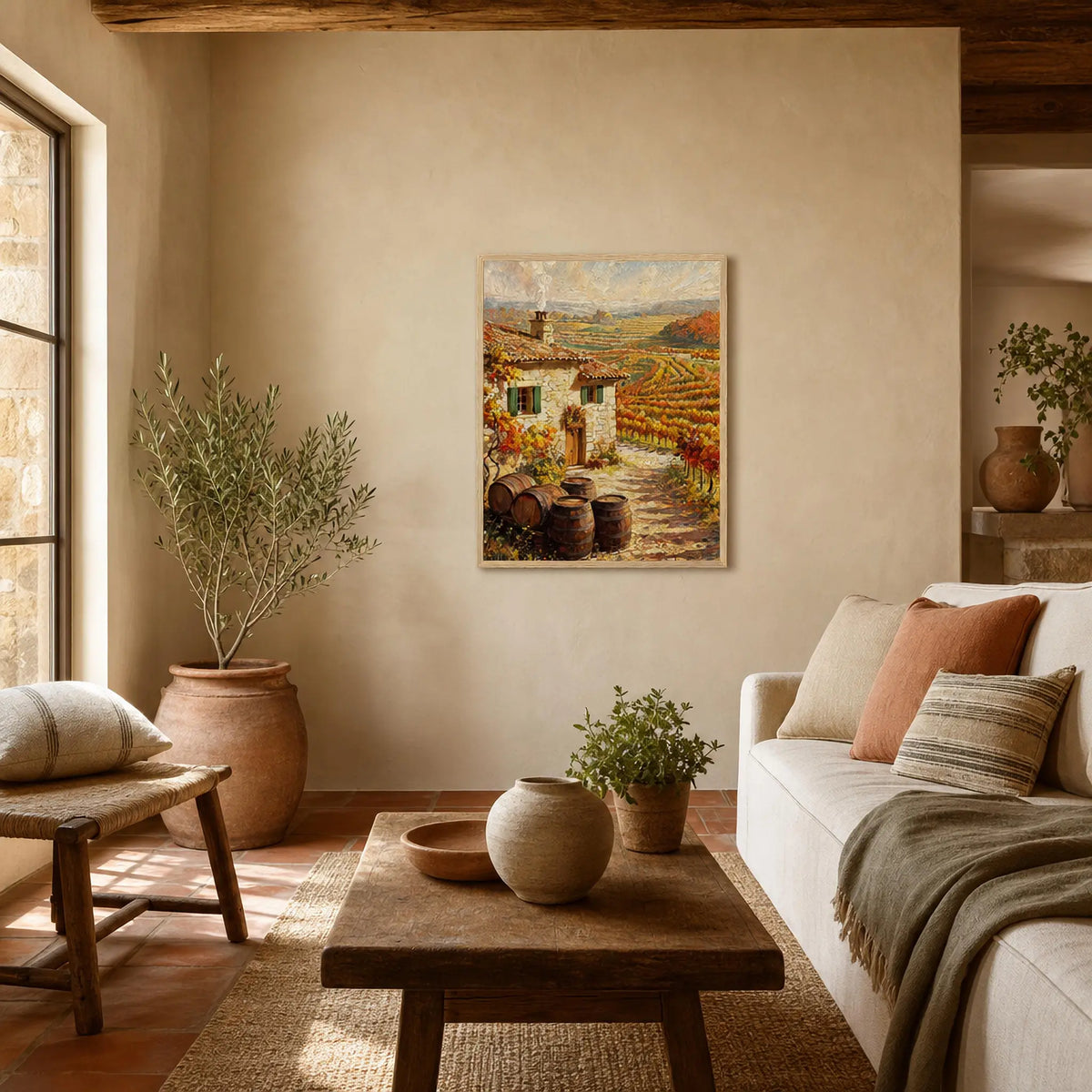 Provence Vineyard Cottage Framed Art Print | Ready to Hang Wall Decor