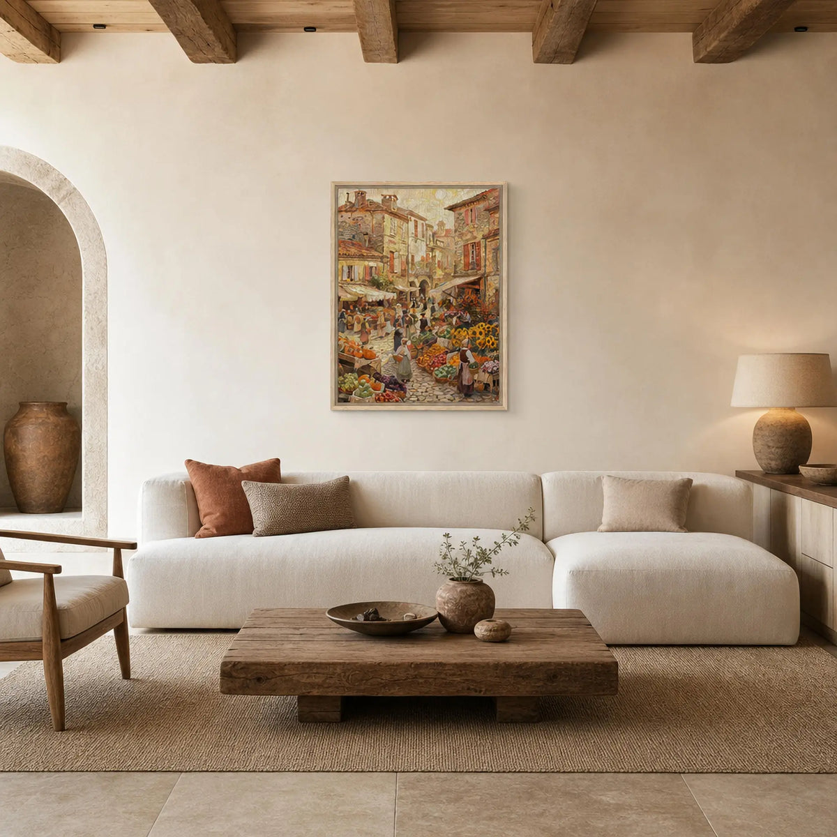 European Village Market Framed Canvas Wall Art | Gallery Style Decor