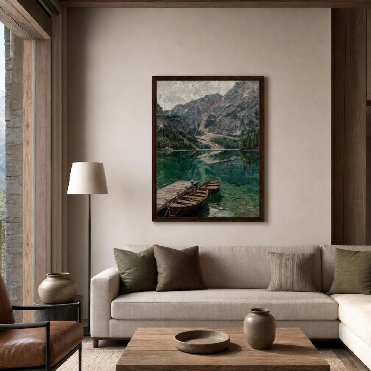 Framed Alpine Emerald Lake Canvas | Mountain Wilderness Decor
