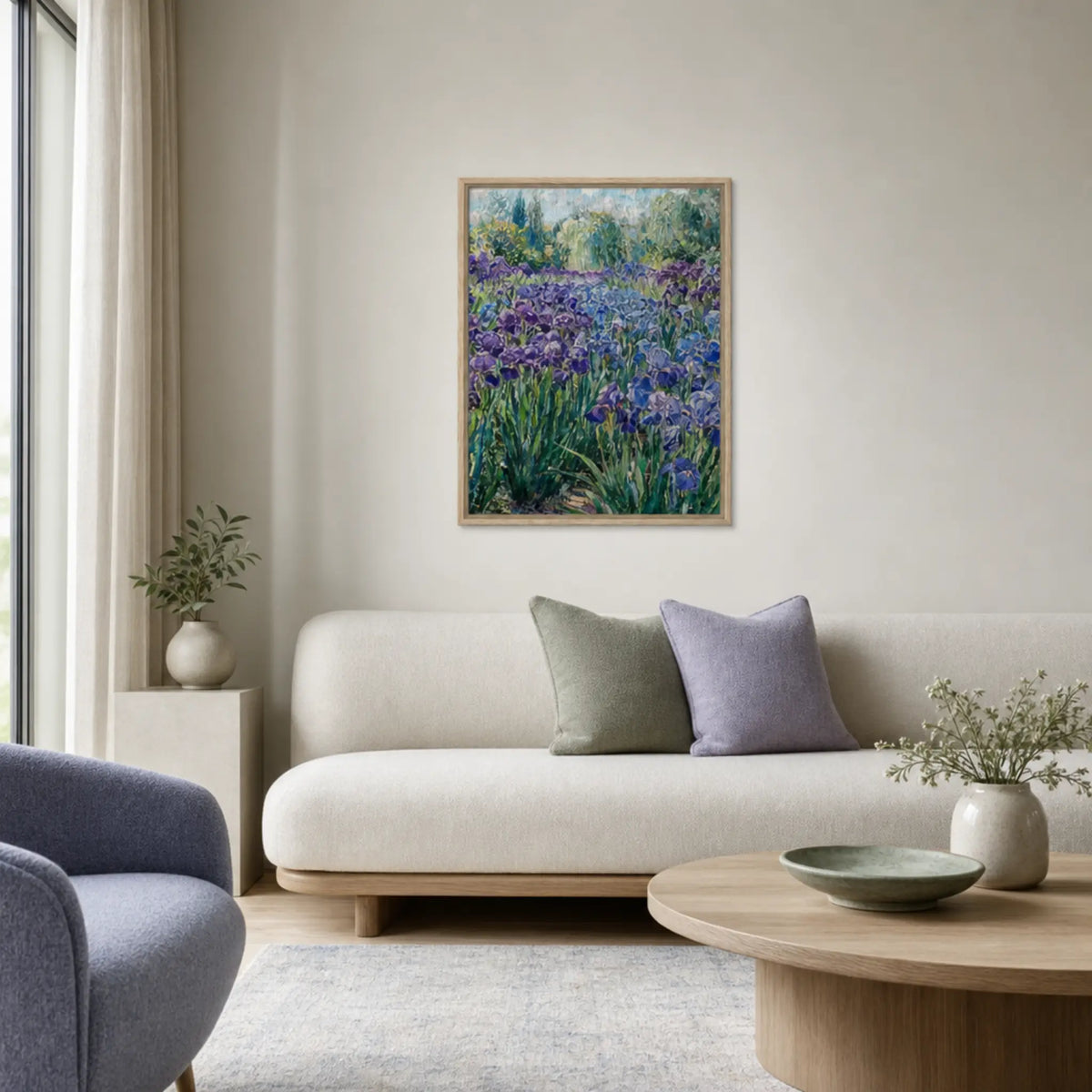Vibrant Iris Garden Framed Canvas | Vintstep