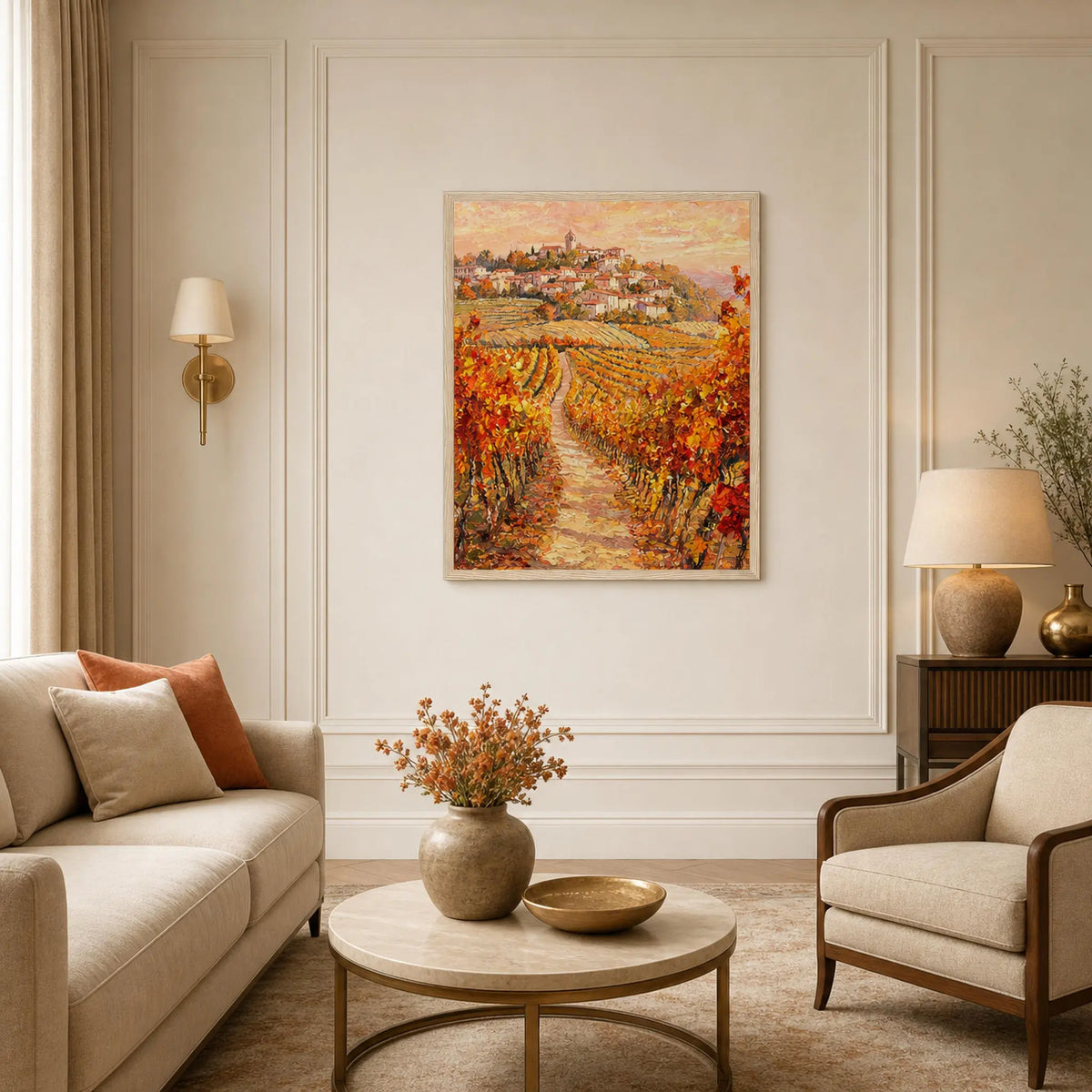 Hilltop Village Vineyard Framed Art Print | Ready to Hang Wall Decor