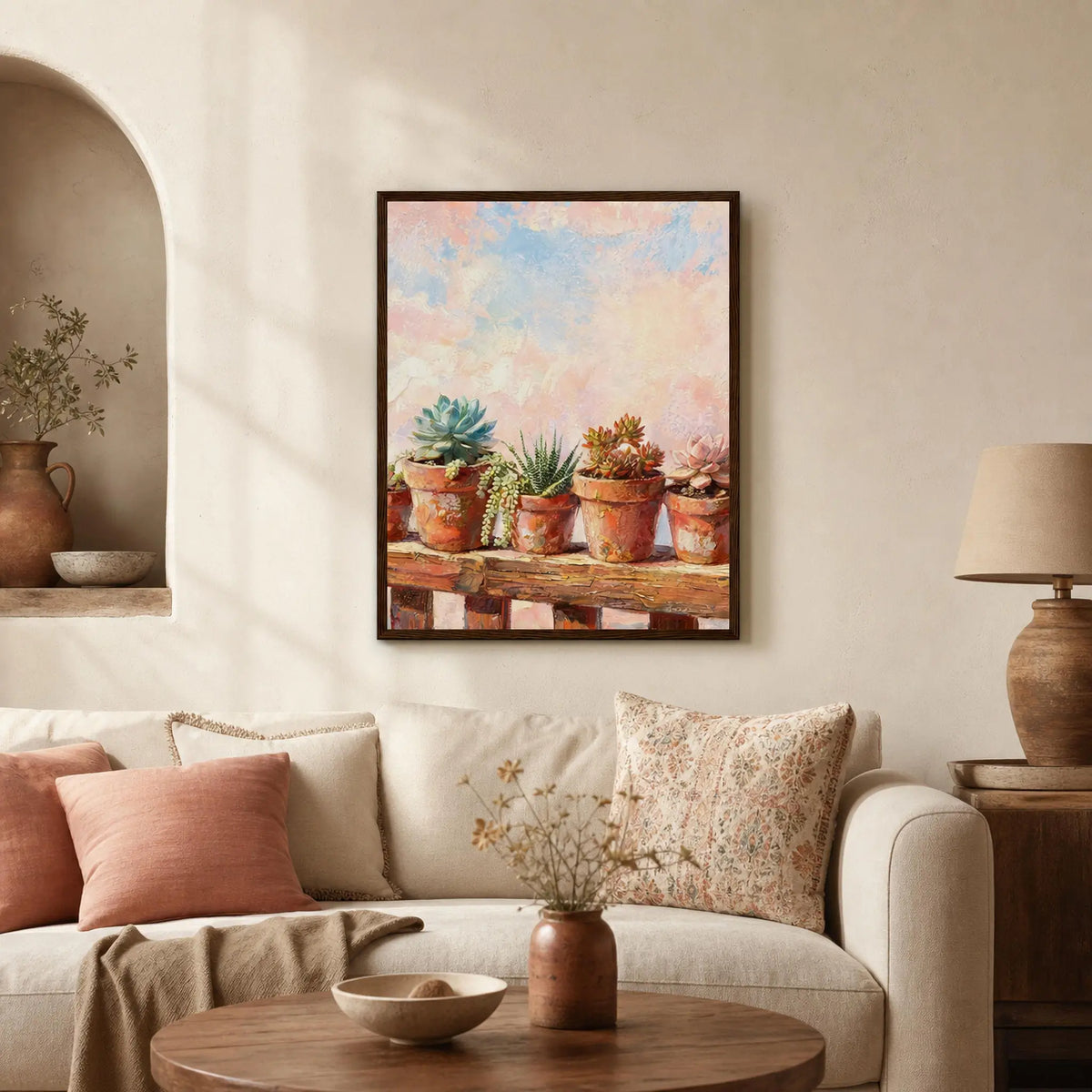 Framed Succulent Garden Art Print | Ready-to-Hang Botanical Wall Decor