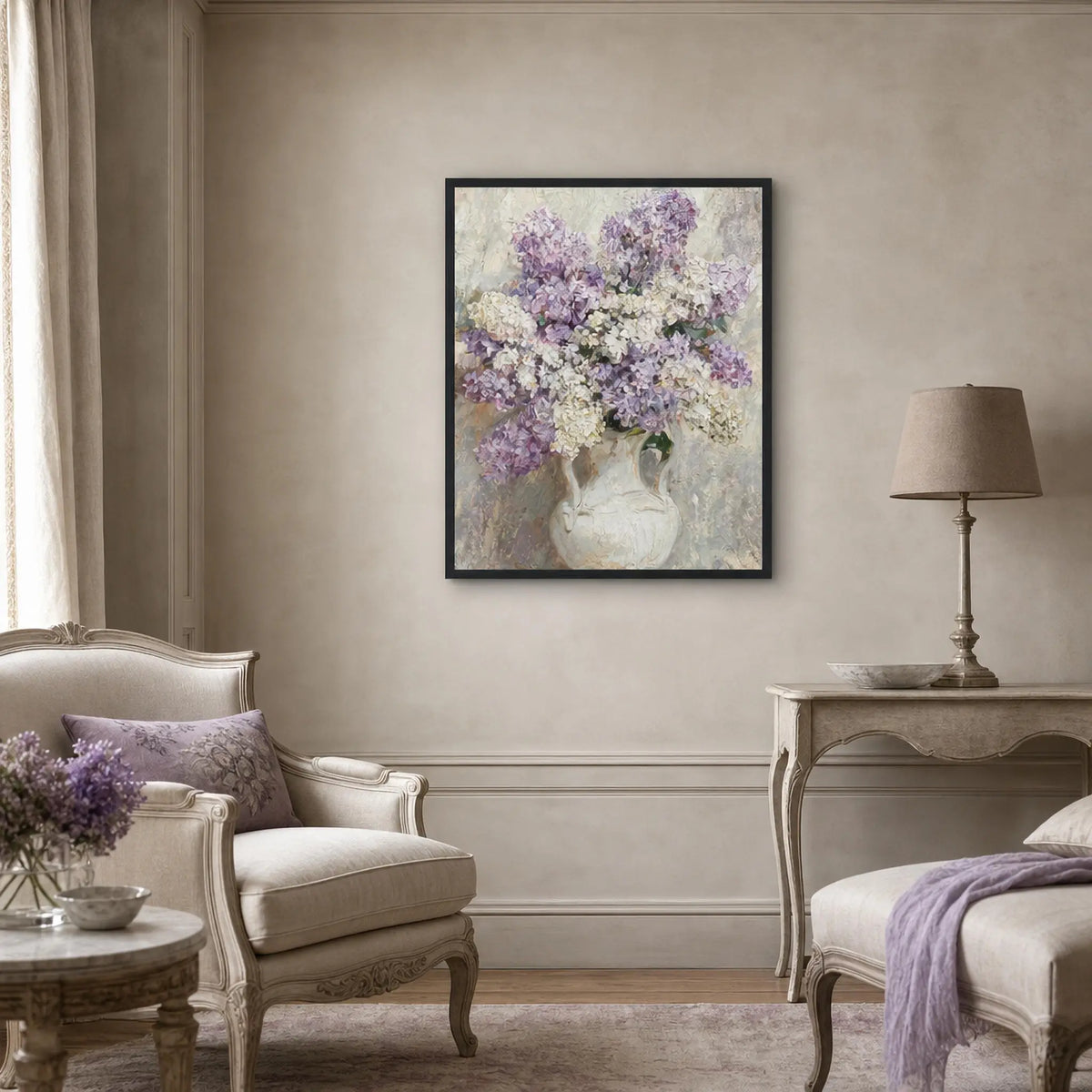 Impressionist Purple Lilac Bouquet Framed Art Print