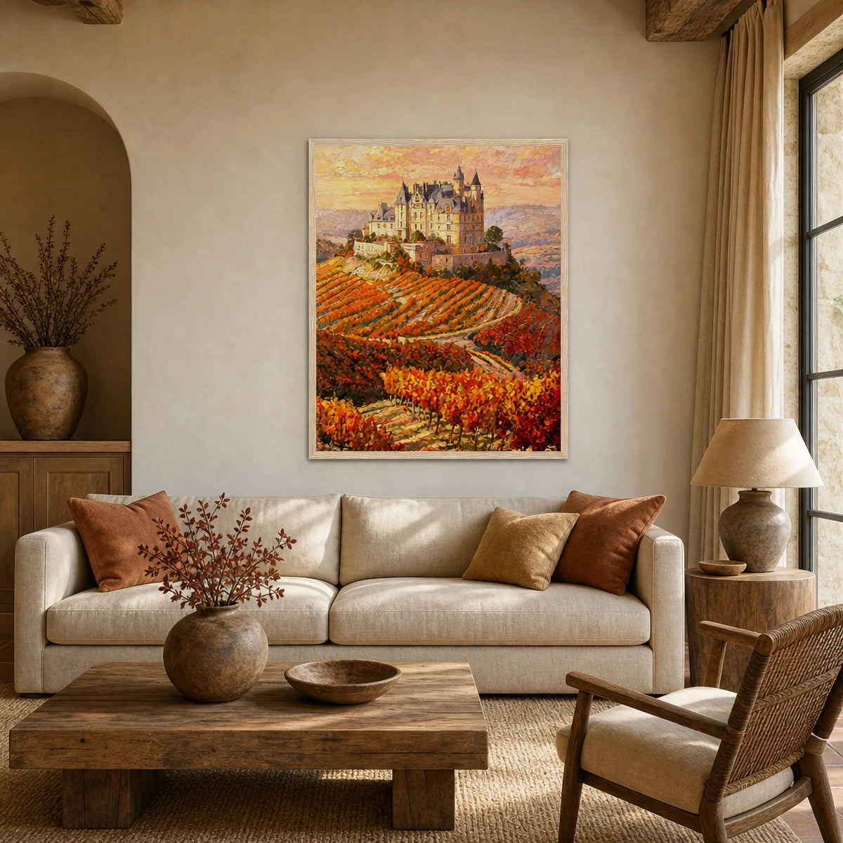 Hilltop Castle Vineyard Framed Art Print | Ready to Hang Wall Decor