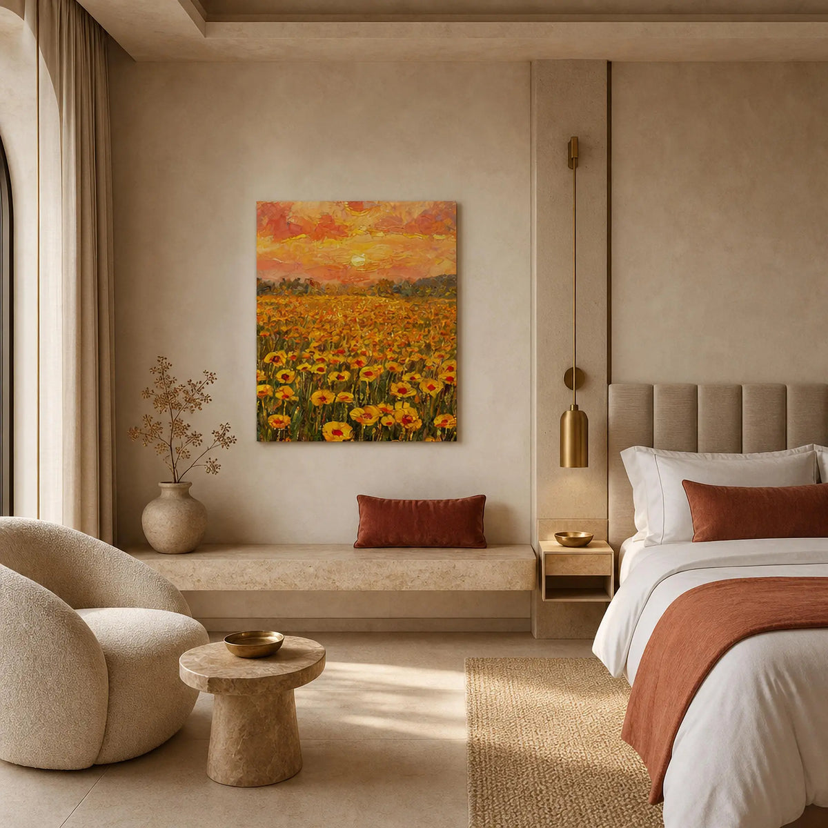 Golden Sunset Poppy Field Fine Art Print