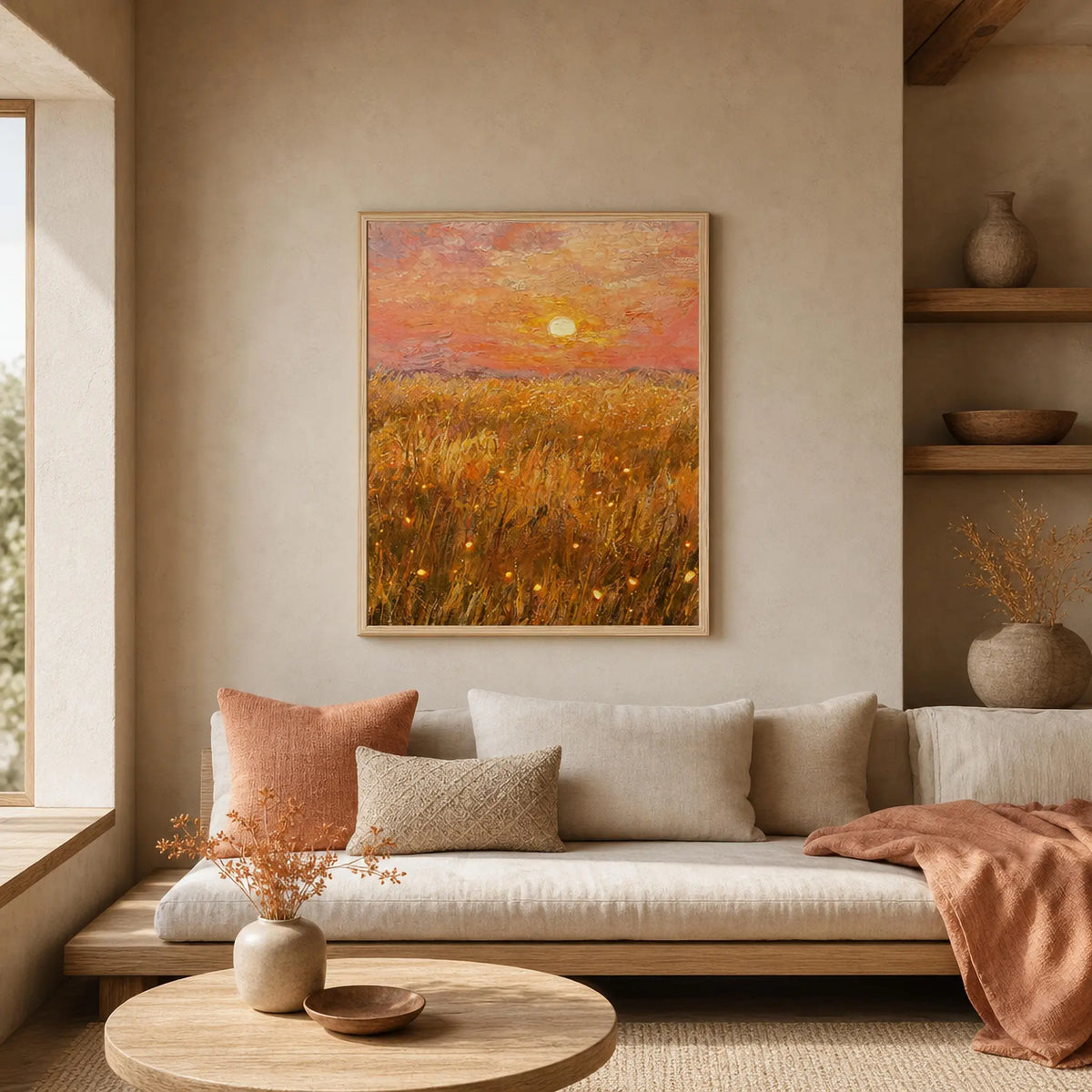 Warm Sunset Field Framed Fine Art Print