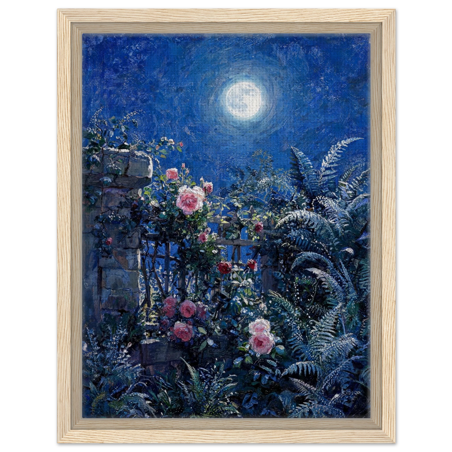 Midnight Garden Roses impressionist floral landscape print by Vintstep