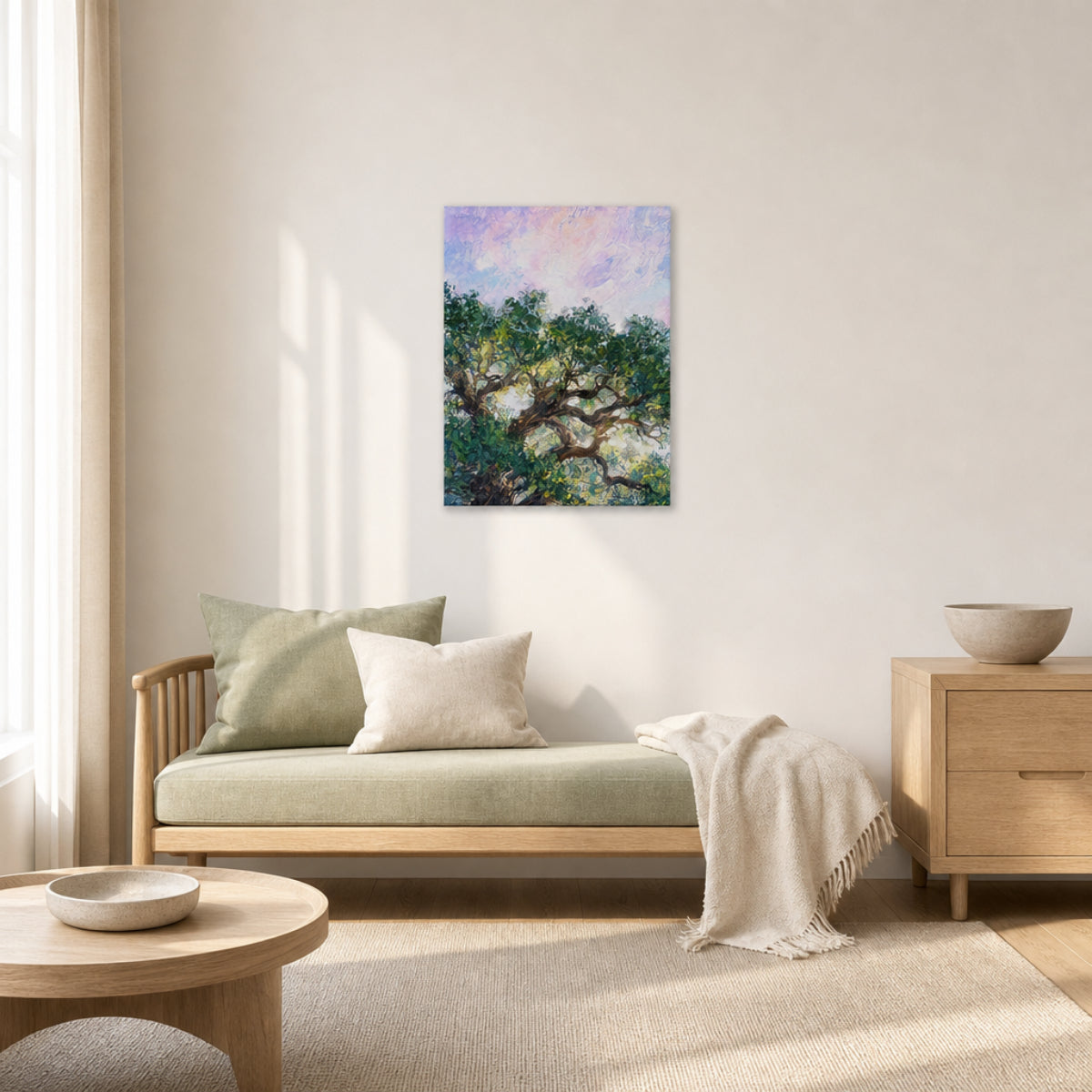 Impressionist Sunlit Tree Canvas Wall Art