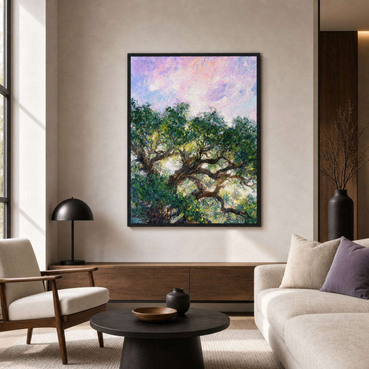 Impressionist Sunlit Tree Framed Art Print