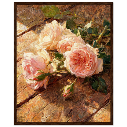Impressionist Peach Rose Framed Art Print