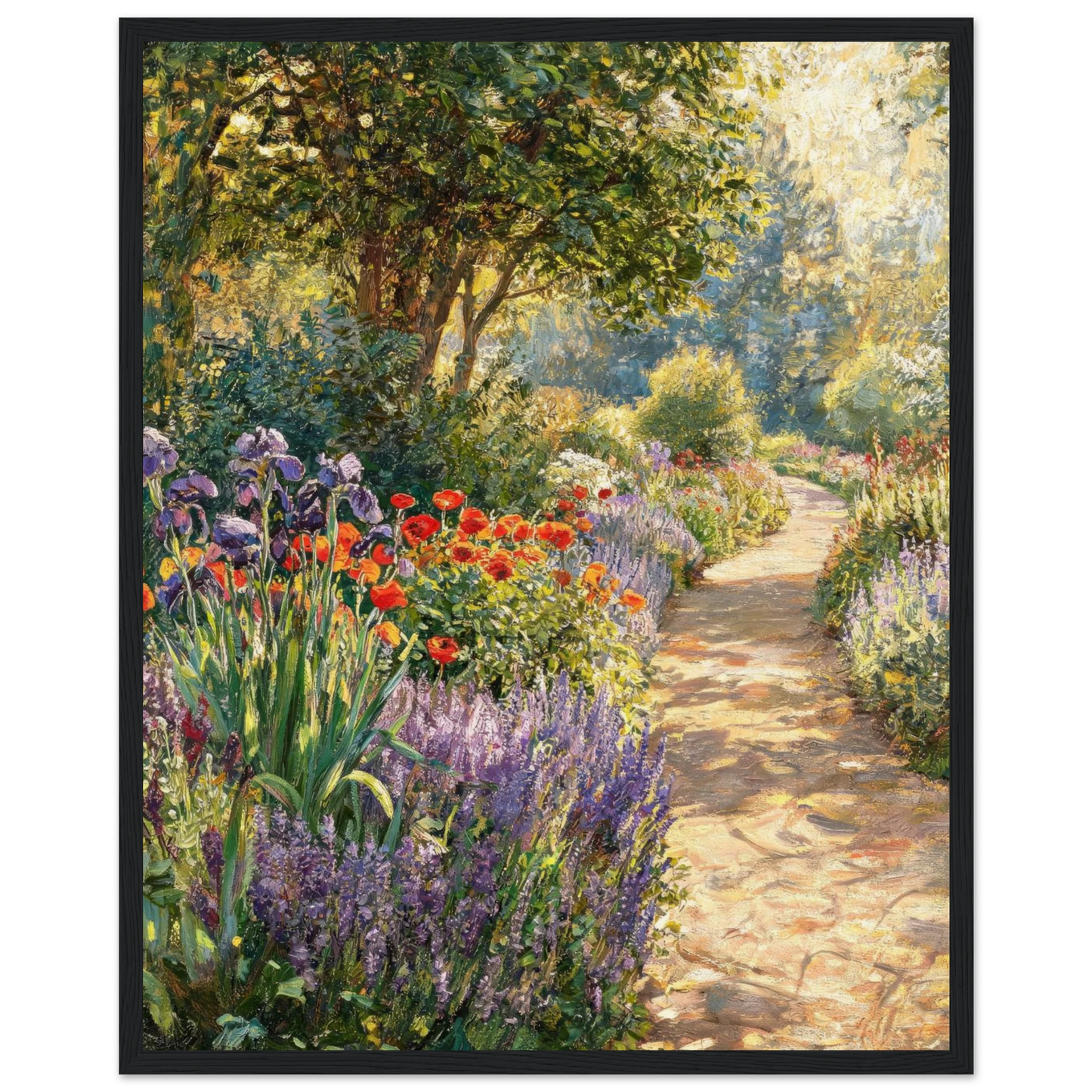 Sunlit Garden Path Wooden Framed Poster | Vintstep