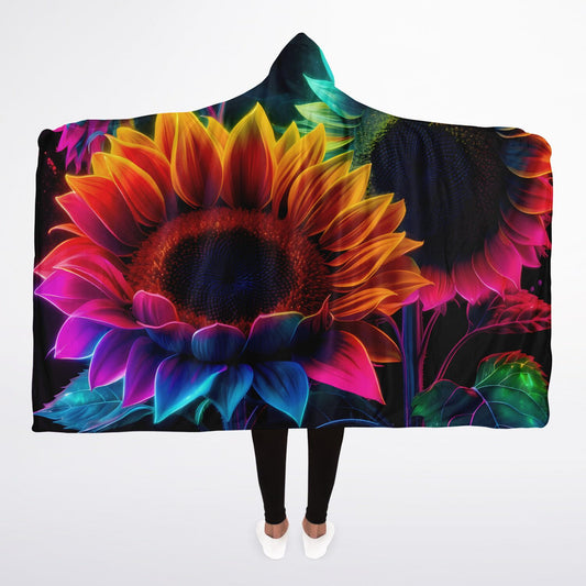 Radiant Sunflower Glow Micro Fleece Hooded Blanket