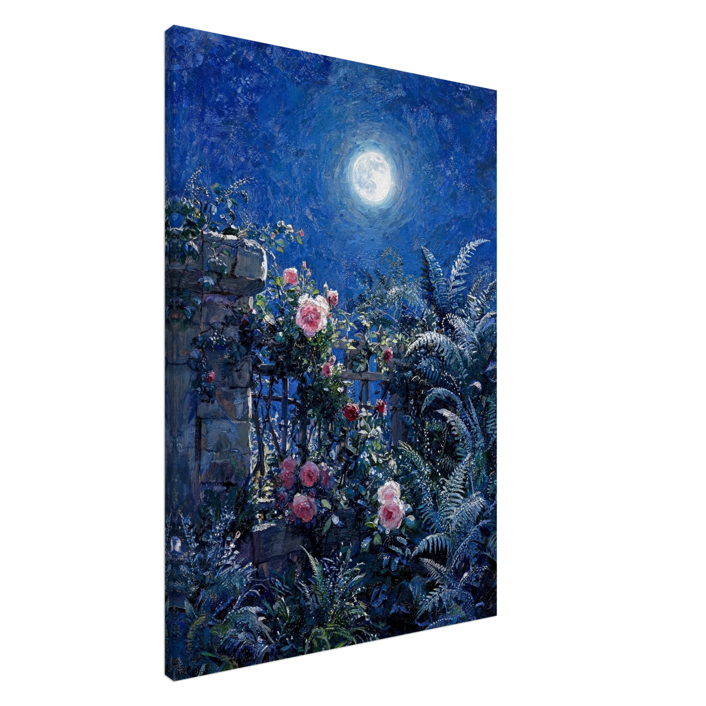 Midnight Garden Roses impressionist floral landscape print by Vintstep