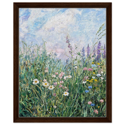 Premium framed canvas print of a lush wildflower meadow and open sky landscape.