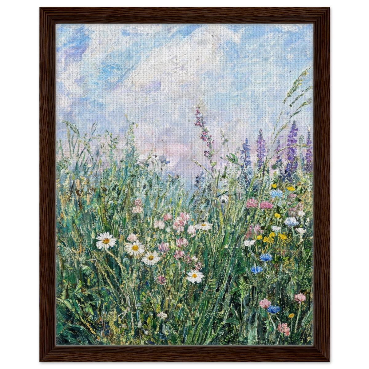 Framed Canvas Art: Blooming Wildflower Meadow | Modern Botanical Print
