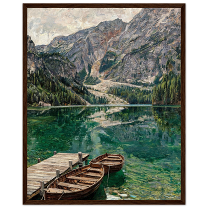 Framed Alpine Emerald Lake Art | Mountain Scenery Wall Decor
