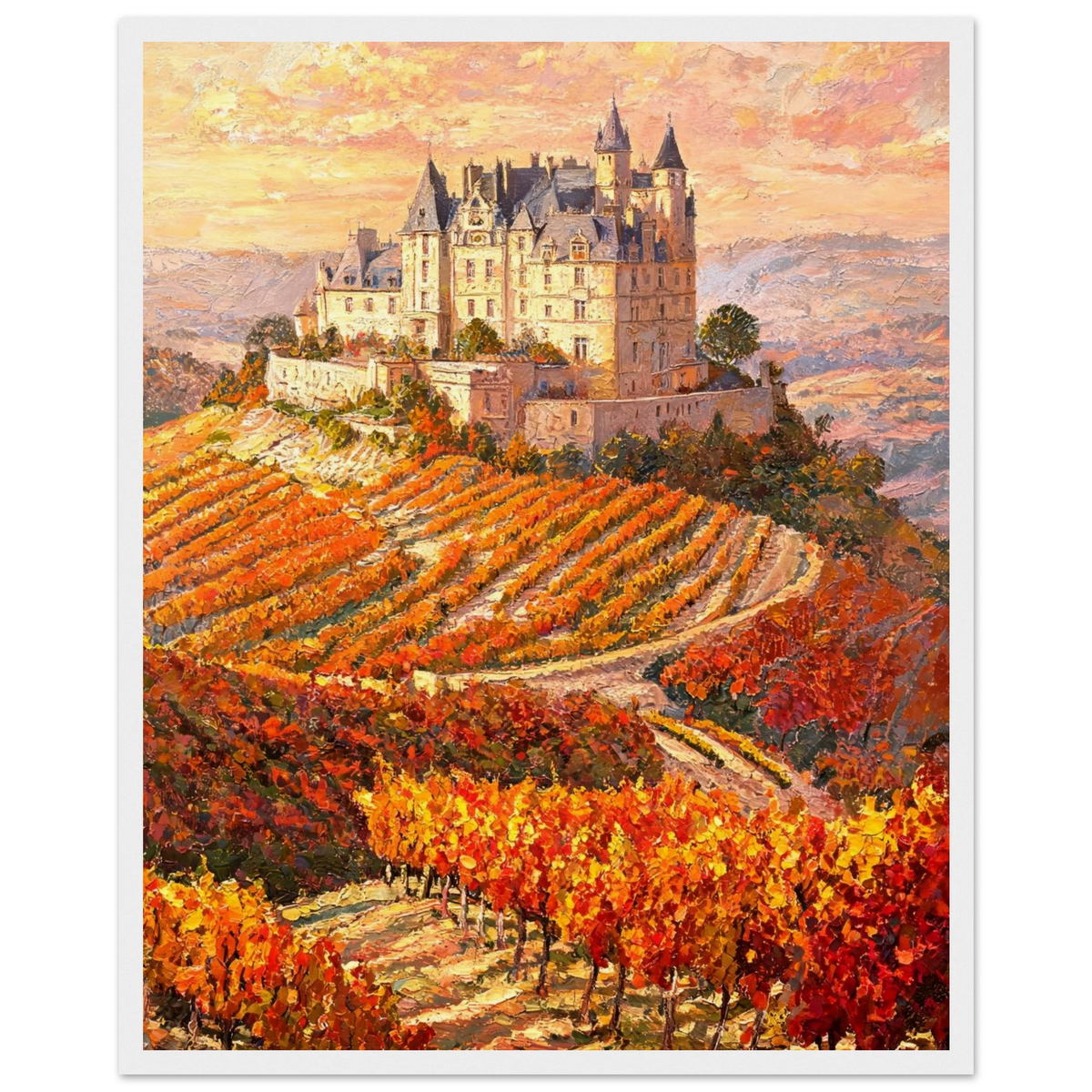 Hilltop Castle Vineyard Framed Art Print | Ready to Hang Wall Decor