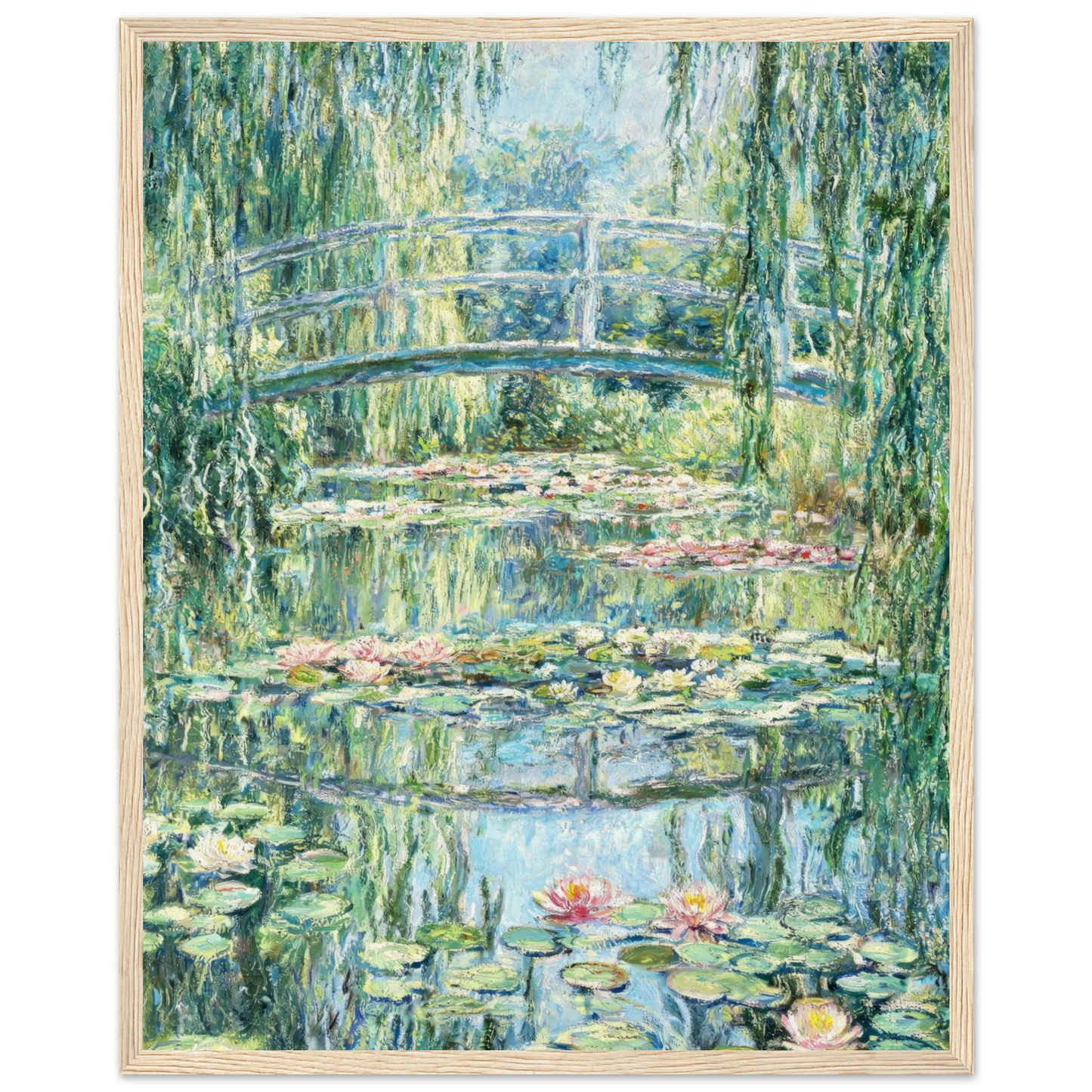 Framed Giverny Reflections Art Print | Vintage Water Lilies Wooden Framed Poster