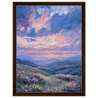 Framed Canvas Art: Ethereal Mountain Sunset | Modern Textured Landscape Print