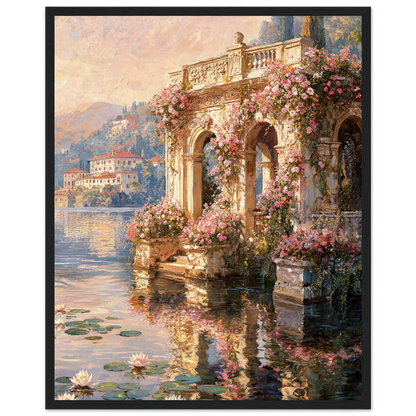Framed Lakeside Terrace Art | Romantic Villa Wall Decor Poster