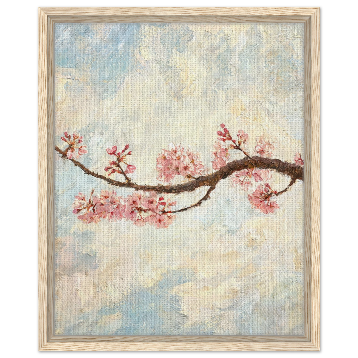 Impressionist Cherry Blossom Branch Framed Canvas Wall Art
