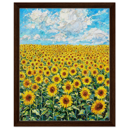 Framed Canvas Art: Vibrant Sunny Meadow | Modern Textured Landscape Print