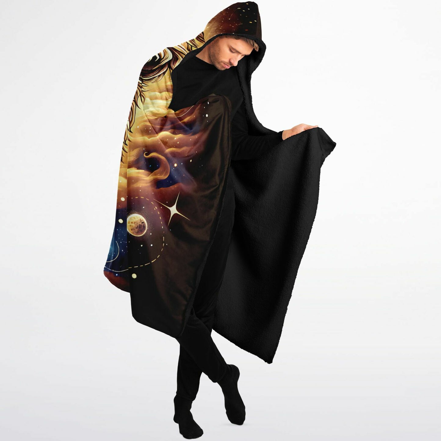 Celestial Duality Lion Micro Fleece Hooded Blanket