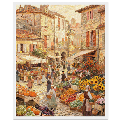 European Village Market Framed Art Print | Ready to Hang Wall Decor