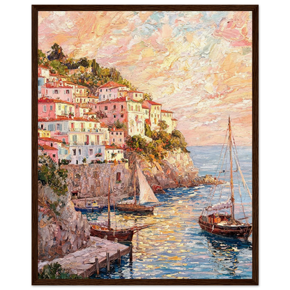 Framed Seaside Horizon Art Print | Coastal Impressionist Wooden Framed Poster