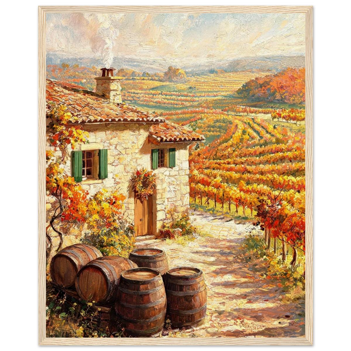 Provence Vineyard Cottage Framed Art Print | Ready to Hang Wall Decor