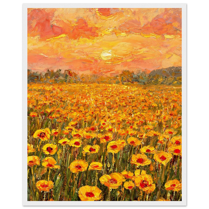 Golden Sunset Poppy Field Framed Fine Art Print