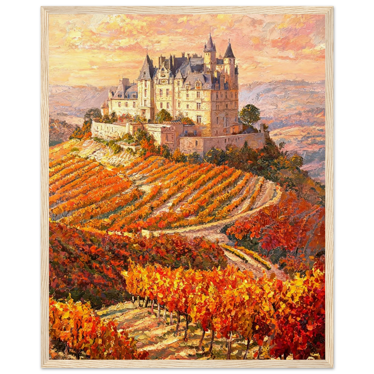 Hilltop Castle Vineyard Framed Art Print | Ready to Hang Wall Decor