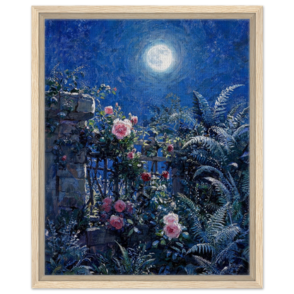 Midnight Garden Roses impressionist floral landscape print by Vintstep