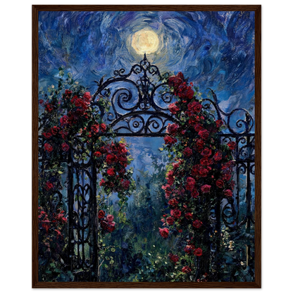 Moonlit Rose Gate Framed Art Poster