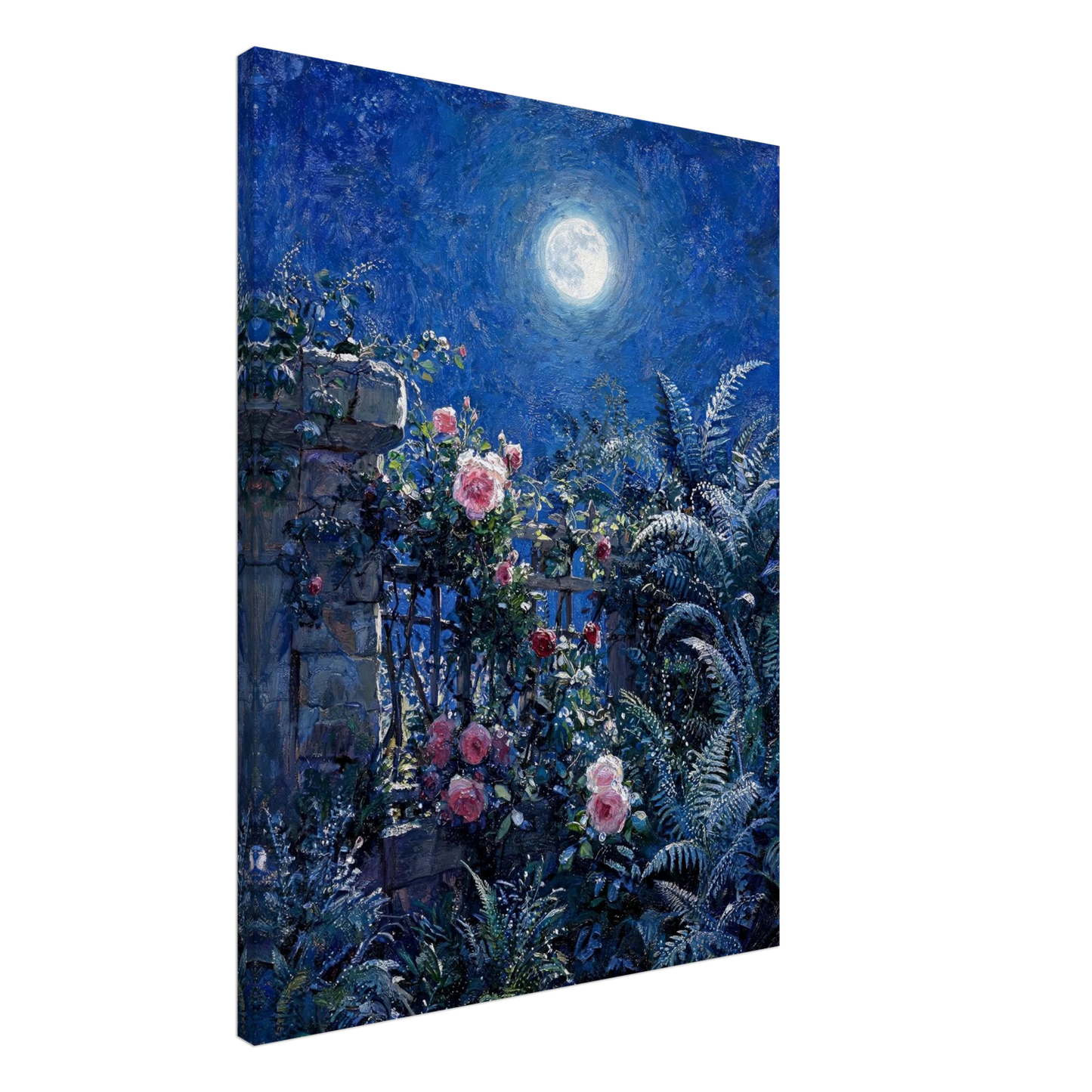 Midnight Garden Roses impressionist floral landscape print by Vintstep