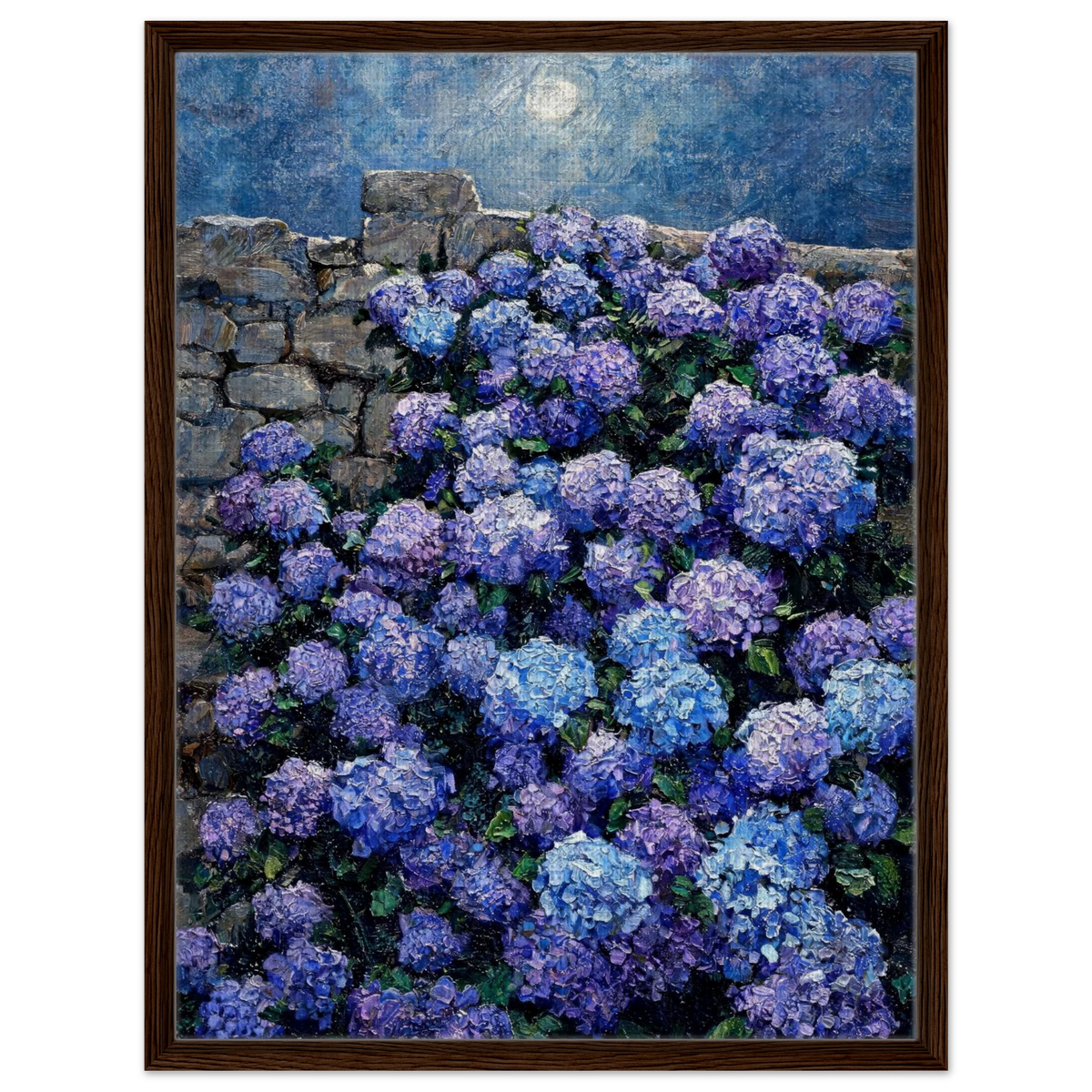 Moonlit Hydrangea Wall Framed Canvas Wall Art