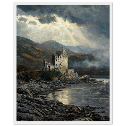 Framed Highland Castle Art | Moody Coastal Ruin Wall Decor