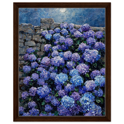Moonlit Hydrangea Wall floating frame canvas wall decor by Vintstep