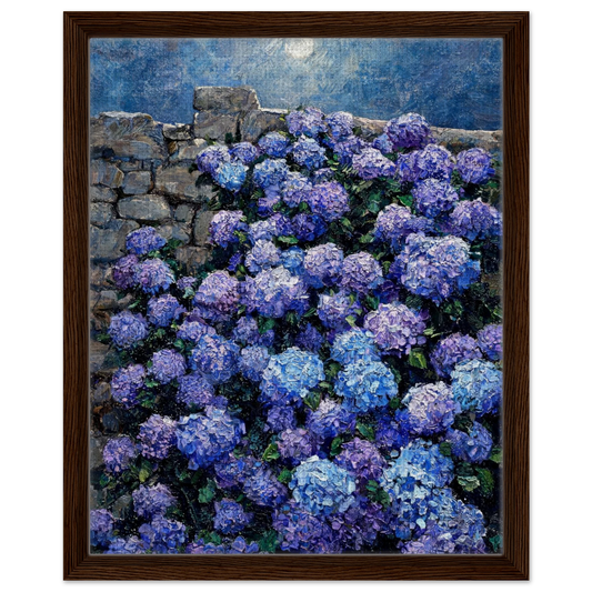 Moonlit Hydrangea Wall floating frame canvas wall decor by Vintstep
